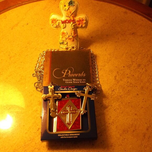 HLD Global Limited Jewelry - Christian Gift Set: Cross Stand + Pendants + Proverbs Book + Ornament (NWT)